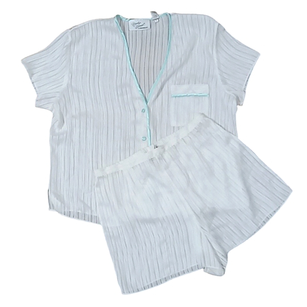 Marilyn Monroe White Silky Semi Sheer Shorts Pajama Set Size Medium